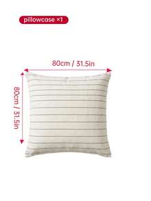 HONEYMOON 1pc Y/D Striped Linen Pillowcase, 100% Linen Fabric Black Striped Pillowcase, Soft & Breathable, Wrinkle-Resistant, No Filling, T/F/Q/K Sizes, Suitable For Home And Dorm, Machine Washable - Multicolor - View 17