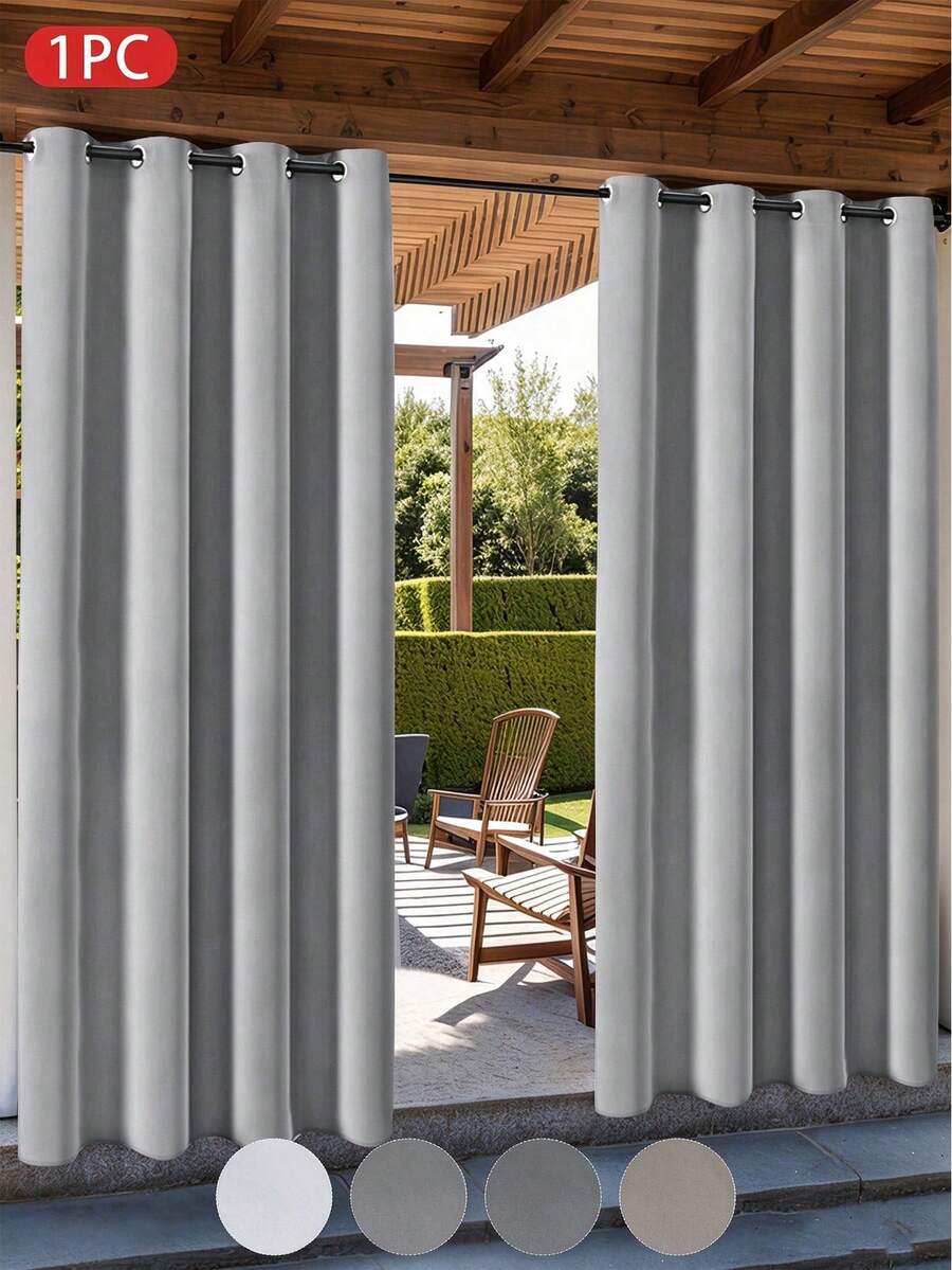 1pc Solid Color Blackout Curtain, Modern Minimalist Thermal Insulated Curtain Suitable For Outdoor, Bedroom, Living Room And Other Decor - Multicolor - View 1