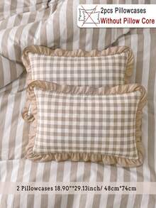1/2pcs Soft Fresh Brown Plaid Bow Pillowcase, Soft Polyester Fabric, Suitable For Bedroom Sofa Pillowcase, Decorative Cushion Cover, Winter Decoration, Suitable As Gift For Boys And Girls, All Seasons - Multicolor - View 17
