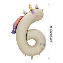 1pc 40 Inch Oversized Unicorn Ins Style Irregular Number 0123456789 Shaped Aluminum Foil Balloon, Suitable For First Birthday Party, Dessert Table Backdrop, Atmospheric Photo Decoration Balloon Prop - View 13