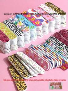 50pcs Assorted Color Nail Files, Colorful Leopard Print 7-Sided Nail Buffers, Nail Pushers, Frosted Shaping Nail Polishing Sticks, Suitable For Beginners And Nail Salons - Multicolor - View 7