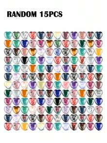 15/10/1pc Natural & Artificial Heart-Shaped Stones, Random Material, Suitable As Thumb Stones, Decorative Stones And Accents, Bright Colors, Glossy Texture - Multicolor - View 11
