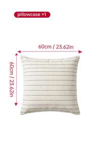 HONEYMOON 1pc Y/D Striped Linen Pillowcase, 100% Linen Fabric Black Striped Pillowcase, Soft & Breathable, Wrinkle-Resistant, No Filling, T/F/Q/K Sizes, Suitable For Home And Dorm, Machine Washable - Multicolor - View 13