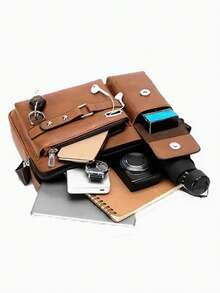 Men's Briefcase Bag,Adjustable Strap Single-Shoulder Crossbody/Handheld Zipper Postal Bag For Business,Commuting&Travel,Casual Messenger Bag Handbag - Multicolor - View 11