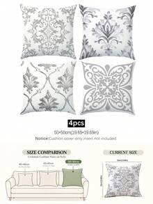4pcs Set Of Minimalist Daily Morris Pattern Pillow Covers, Single-Sided Printed Velvet Material, 45*45/50*50/40*40CM Cushion Covers For Modern Fabric Sofa Indoor Decor, Party Decoration, Gift - Multicolor - View 13
