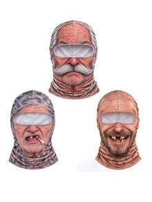 1pc/2pcs/3pcs Unisex 3D Funny Pattern Protective Face Mask Head Cover, Outdoor Fun Water Sports Hat, Skiing Head Cover (Smoking, Laughing), Suitable For Daily Outings, Travel, Hiking, Skiing - Multicolor - View 16