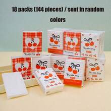 1/2/4/6/9/18 Packs Cartoon Pattern Handkerchief Tissues, Each Pack (3 Layers, 8 Sheets) Includes Cute Cherry And Apple Designs, Portable Small Pocket Tissues, Handkerchief Tissues And Student Pocket Tissues. Back To School Essential. - Multi-color - View 13