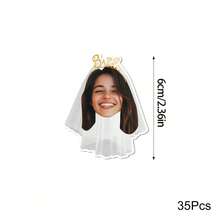 10/25/30/40/50Pcs 2.36 Inch Customized Bride Face Bachelorette Party Stickers, Personalized Wedding Bride Veil Photo Self-Adhesive Stickers, Bride Party Engagement Decor, Wedding Accessories - Multicolor - View 18