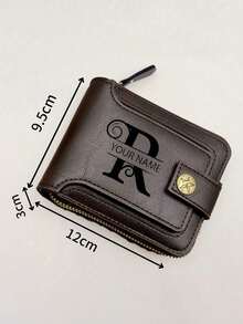 Personalized Men's Ultra-Thin Wallet, Customized Belt, Multi-Function Snap Button Wallet With Coin Pocket, Multiple Card Slots, Faux Leather Material Gift - Multicolor - View 12