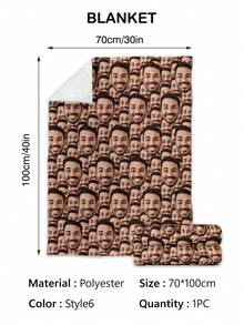1pc Personalized Funny Flannel Face Blanket, Collage Bedding Blanket, Gift For Family, Friend, Wedding, Birthday, Sofa, Bed, Keepsake, Throw Blanket, Aesthetic Room Essentials - Style 6 - View 12