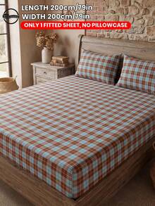 1pc Brown Plaid Print Fitted Sheet, Mattress Cover, Bedding, Mattress Protector, Soft Comfortable Warm Breathable, Machine Washable, Single/Double/Queen/King, All Season, Pillow And Pillowcase Not Included, Dorm Bedding, Autumn Home Decor - Multicolor - View 11