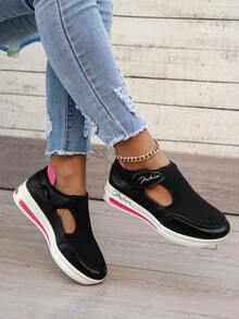 Women's Cross-Border Mesh Sports Shoes, Spring New Style, Low Heel Flat Shoes, High Upper Thick Sole Anti-Slip Casual Sports Shoes [Random Shipping] - Black - View 5