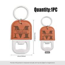 1pc Personalized Leather Bottle Opener Keychain, Customized Christmas Gift, Engravable Bottle Opener Keychain, Wedding Favor, Engravable Beer Bottle Opener, Gift For Boyfriend, Men's Gift, Birthday Gift, Husband Gift - Brown - View 5