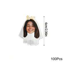 10/25/30/40/50Pcs 2.36 Inch Customized Bride Face Bachelorette Party Stickers, Personalized Wedding Bride Veil Photo Self-Adhesive Stickers, Bride Party Engagement Decor, Wedding Accessories - Multicolor - View 20