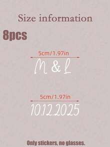 1/4/6/8/12/20/28pcs Personalized Glass Cup Name Stickers, Wedding And Bachelorette Party, Customized Vinyl Name And Number Decals, 2D Flat Labels, Party Favors, Table Numbers And Rehearsal Events, Champagne Glass Decals, Minimalist Wedding Decor - Multicolor - View 9