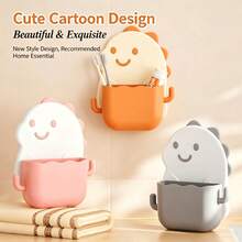 1pc Cartoon Dinosaur Wall-Mounted Toilet Storage Box, Bathroom Shelf, No-Drill Comb, Hair Accessories, Cosmetics Organizer - Multicolor - View 8