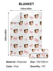 1pc Customized Photo Blanket, Personalized Photo Memorial Blanket, Suitable For Bed/Sofa/Indoor/Outdoor, Christmas Customized Gift, Friend Gift, Family Gift, Birthday Gift, Wedding Gift, Gift For Friends, Her, Girlfriend, Mom/Dad, Comfortable Core - Pink - View 8