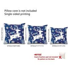4pcs Christmas Blue Snowflake & Reindeer Pillowcases, Single-Sided Print, Without Pillow Inserts - Blue - View 2
