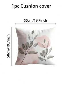 1pc Tropical Leaf Print Pillow Case (No Filling) Suitable For Living Room Sofa Home Decor - Dusty Pink - View 10
