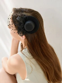 Clariva Kẹp tóc trang trí mũ lưới & mũ chóp cao Mũ phù thủy nhỏ thanh lịch Mũ nhỏ Mũ Derby Mũ lưỡi trai nhỏ Mũ chóp cao, Đồ dùng học tập Quà tặng Giáng sinh mùa đông - màu đen - Xem 6