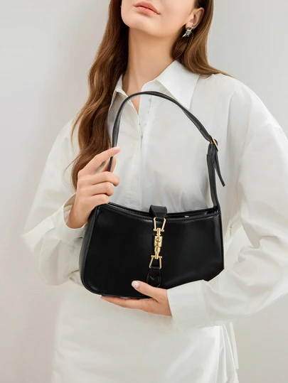 One Unique Lightweight Fashionable High-End Feel Luxurious Baguette Bag, With Adjustable Strap, Distinctive Buckle, Elegant Quality Crossbody Shoulder Bag, Suitable For Going Out, Dating, Photography, Commuting/Work, Holiday Travel, And Daily Use Winter Gifts