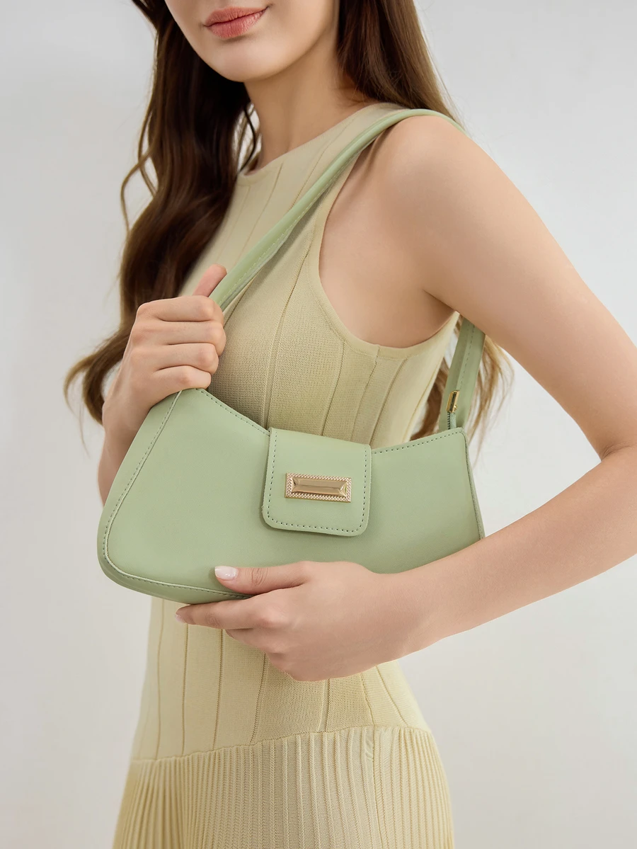 High-End Underarm/Handbag Small Niche Fashionable Commuter Baguette Shoulder Bag Winter Gifts - Green - View 1