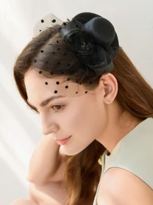 Clariva Kẹp tóc trang trí mũ lưới & mũ chóp cao Mũ phù thủy nhỏ thanh lịch Mũ nhỏ Mũ Derby Mũ lưỡi trai nhỏ Mũ chóp cao, Đồ dùng học tập Quà tặng Giáng sinh mùa đông - màu đen - Xem 3