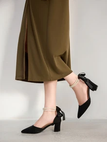 Women Stiletto Heeled Court Pumps With High Heels, Valentines Winter Gifts - Black - View 1