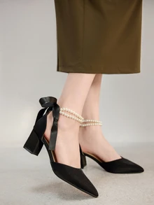 Women Stiletto Heeled Court Pumps With High Heels, Valentines Winter Gifts - Black - View 3