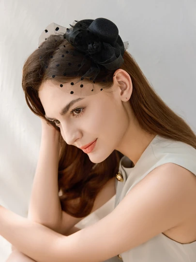 Clariva Clip para el cabello con decoración de malla y sombrero de copa elegante, mini sombreros de bruja, mini sombreros de copa, mini gorra, artículos escolares, regalos de Navidad, invierno