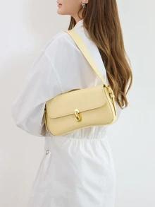 Túi đeo vai nữ thời trang màu trơn mới, đa năng, đơn giản và thanh lịch, thích hợp để mua sắm, đựng ví, mua sắm, phụ nữ trẻ, sinh viên đại học, người mới đến, nhân viên văn phòng. Rất phù hợp cho văn phòng, trường đại học, công việc, kinh doanh, làm việc chăm chỉ, hoạt động ngoài trời, du lịch và dã ngoại, quà tặng Giáng sinh mùa đông. - Màu vàng - Xem 3