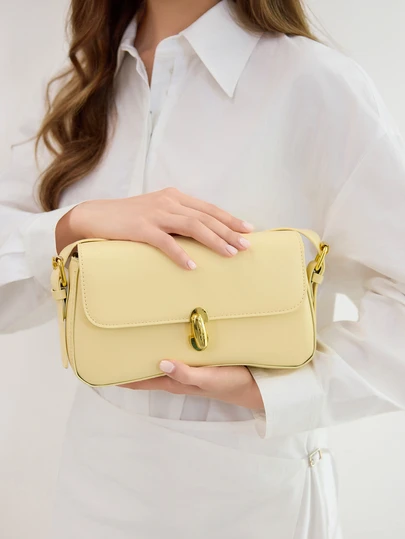 Fashionable New Solid Color Hardware Decoration Shoulder Bag Versatile, Simple And Elegant Underarm Women's Bag, Suitable For Shopping, Wallets, Shopping, Young Women, College Students, Newcomers, White-Collar Workers. They Are Very Suitable For Offices, Universities, Work, Business, Hard Work, Outdoor Activities, Travel, And Outings Winter Gifts