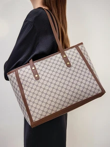 Clariva Large Capacity Tote Bag, 2025 New Design Fashion Women's Shoulder Bag, Versatile For Commute Winter Gifts - Khaki - View 3