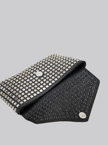 DareSee 1pc Polka Dot Rivet PU Leather Belt Cellphone Waist Bag For Women, New Fashion Crossbody Chest Bag With Detachable Belt Winter Gifts - Black - View 4