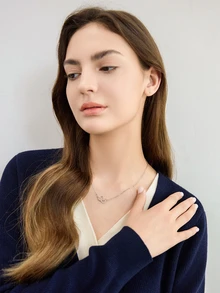 1件装女士奢华互扣心形吊坠项链，时尚简约心形吊坠项链，送给朋友和家人的礼物，情人节、妈妈、母亲节、圣诞节礼物，冬季圣诞礼物 - 吊墜項鍊 - 查看 3