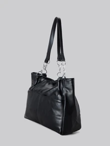 DareSee 极简链条单肩托特包，适合青少年、女性、大学生、职场新人及白领，是通勤、商务休闲的理想之选。这款大容量包包容量大，适合青少年、女性、大学生、上班族、商务人士、通勤族、户外旅行、郊游等各种场合。这款日式包包风格优雅，是日常优雅和特殊场合的完美之选，也是冬季音乐节的理想礼物。 - 黑色 - 查看 4