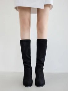 女士高跟过膝长靴，秋冬季弹力过膝骑士靴，搭配开衫时尚毛衣，适合女士，时尚靴子搭配开衫，圣诞节冬季圣诞礼物