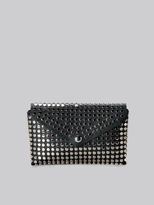 DareSee 1pc Polka Dot Rivet PU Leather Belt Cellphone Waist Bag For Women, New Fashion Crossbody Chest Bag With Detachable Belt Winter Gifts - Black - View 2