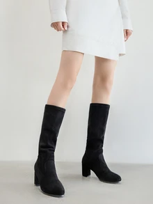 女士高跟过膝长靴，秋冬季弹力过膝骑士靴，搭配开衫时尚毛衣，适合女士，时尚靴子搭配开衫，圣诞节冬季圣诞礼物