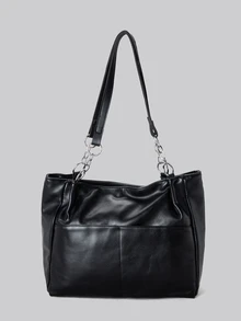 DareSee 极简链条单肩托特包，适合青少年、女性、大学生、职场新人及白领，是通勤、商务休闲的理想之选。这款大容量包包容量大，适合青少年、女性、大学生、上班族、商务人士、通勤族、户外旅行、郊游等各种场合。这款日式包包风格优雅，是日常优雅和特殊场合的完美之选，也是冬季音乐节的理想礼物。 - 黑色 - 查看 2