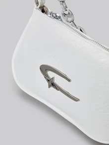 DareSee Bolso cuadrado personalizado de moda para mujer, bolso de cámara, material de PU, decoración de estrella de metal, decoración de cadena, decoración de bola, estilo atrevido, vibra metálica Y2K, adecuado para uso diario, viaje al trabajo, billetera, regalo para amigos, vacaciones, bolso de hombro para damas, Navidad, invierno, regalos de Navidad