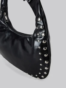 DareSee 1 pieza Bolso de mujer de estilo versátil de gran capacidad con remaches y decoración de color liso, estilo retro para ir al trabajo. Regalo de Navidad, invierno