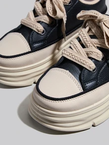 DareSee 女童休闲鞋，加厚鞋底增高，耐磨PU皮鞋面，简约风格，适合秋季穿着，百搭圣诞节冬季圣诞礼物 - 黑色 - 查看 12