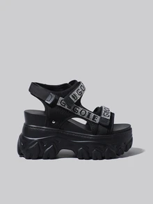 DareSee Sommer neue Mode Strass Damen Plateau High Heel Schwarze Sandalen, atmungsaktiver Mesh-Stoff vielseitig leicht wasserdicht Keilabsatz Offene Zehe Klettverschluss Sandalen Weihnachtsgeschenke