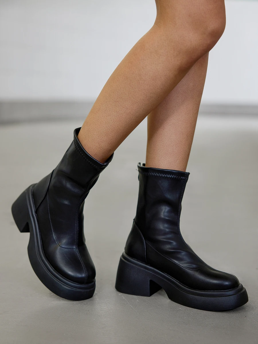 DareSee 法式短款厚底系带靴，防水圆头时尚靴，2024秋冬季礼物，音乐节必备