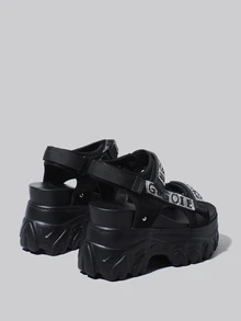 DareSee Sommer neue Mode Strass Damen Plateau High Heel Schwarze Sandalen, atmungsaktiver Mesh-Stoff vielseitig leicht wasserdicht Keilabsatz Offene Zehe Klettverschluss Sandalen Weihnachtsgeschenke