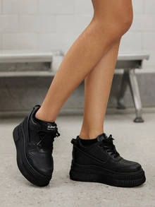 DareSee Versatile Fashion Women's Shoes, Short Women's Casual Wedge Sneakers, Ladies Platform Sports Shoes, New Spring/Autumn Collection Winter Gifts - Black - View 2