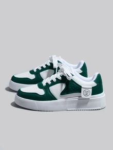 DareSee Zapatos deportivos casuales con cordones para mujer, zapatillas, zapatos de skate, ligeros, adecuados para moda callejera, regalos de invierno, festivales de música - Verde - Ver 3