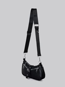 DareSee Ladies' Zipper & Insert Buckle Decoration Two Pieces Shoulder Bag Winter Gifts Music Fest Back To School - Black - View 3
