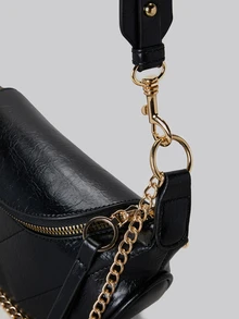 DareSee 腰包、时尚链条斜挎包、多功能胸包和单肩包，适合夏季、圣诞节和冬季作为圣诞礼物 - 黑色 - 查看 5